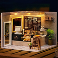 积木3d立体拼图木质房子手工拼装模型玩具咖啡店成人创意生日礼物