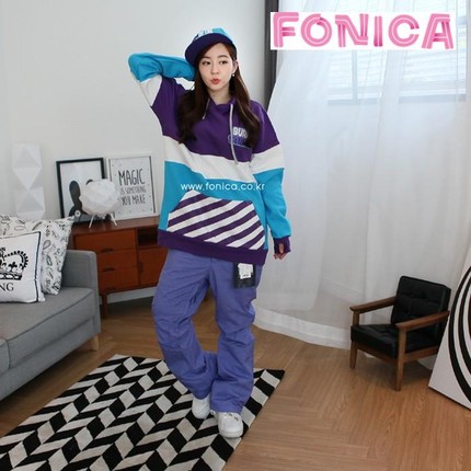 BURNSTREET韩国滑雪服卫衣帽杉长款粉紫色加厚保暖滑雪衣棉衣包邮
