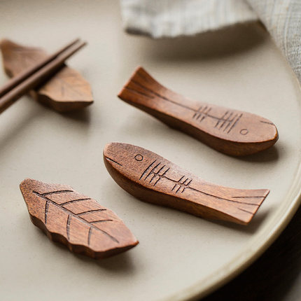 日式筷架创意原木筷子托家用复古中式餐厅搁筷子摆筷子筷架筷枕