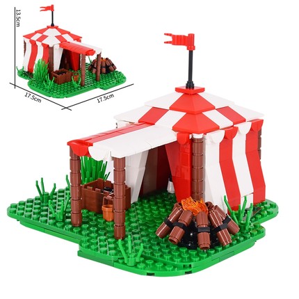 兼容乐高中世纪系列军事营地帐篷野营露营MOC小颗粒拼装积木玩具