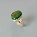 印度尼泊尔手工925银饰森系风古朴雅致天然椭圆形绿松石银戒指女