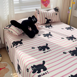 简约日系格子ins风床单水洗棉被单四季通用磨毛学生宿舍单件床单