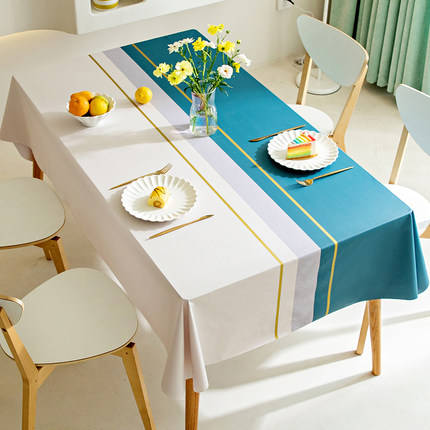 轻奢桌布防水防油免洗餐桌垫ins风长方形布艺pvc茶几布台布高级感