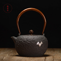 日本铁壶原装进口手工无涂层岩肌纹铸铁壶菊池记一作品烧水铁茶壶