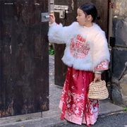 马面裙汉服儿童冬装加绒加厚保暖拜年衣服外套中国风套装古装女童