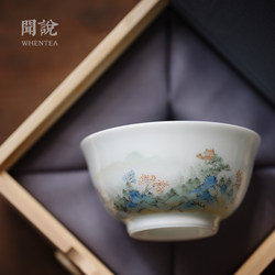 闻说|杭州西湖观景杯 纯手绘手工景德镇市品茗杯薄胎透光主人茶杯