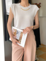 欧货设计感链条圆领冰丝针织短袖T恤女2024夏季新款纯色搭外套