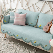 北欧简约纯色异形沙发垫四季纯棉布艺防滑坐垫通用现代沙发套罩巾
