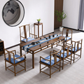 新中式黑胡桃木茶桌椅组合书房案台老榆木禅意茶艺桌茶室家具书桌