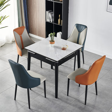 可伸缩折叠岩板餐桌椅组合现代简约小户型餐桌家用正方形饭桌餐台