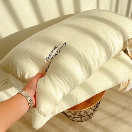 日式简约一只装枕头枕芯酒店枕单人护颈椎枕助睡眠柔软格子纯色