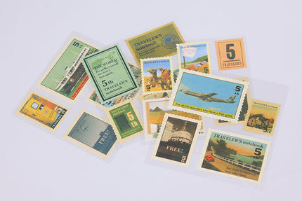复古旅行本纸质邮票贴纸DIY手账装饰贴纸飞机图案贴纸