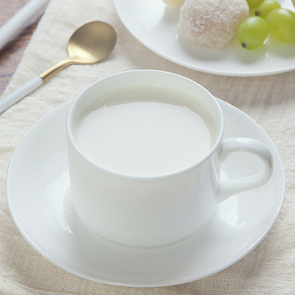 陶瓷白色骨瓷接待釉下彩意式咖啡杯碟套装欧式带碟下午茶杯牛奶杯