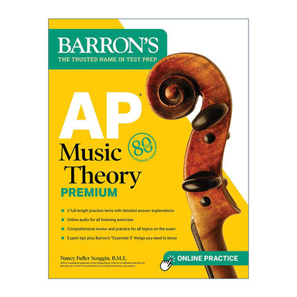 英文原版 AP Music Theory Premium 2 Practice Tests + Comprehensive Review + Online Audio 巴朗AP音乐理论高级版 英文版