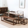 新中式禅意茶桌椅组合北美黑胡桃木全实木家具泡茶桌喝茶桌茶室