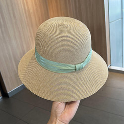 法式草帽女夏季海边沙滩折叠渔夫帽子2024新款户外气质防晒遮阳帽
