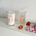 韩国ins博主同款 韩式印花字母玻璃杯红色咖啡杯牛奶水杯果汁杯