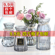 【四件套】玻璃花瓶透明水培绿萝植物富贵竹百合花瓶客厅插花摆件