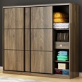 新品衣柜家用卧室推拉门全实木原木现代简约生态板大衣橱移门柜子