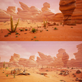 UE4风格化沙漠景观3D模型 卡通石头植物动物遗骸 场景CG素材9959