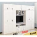 现代简约实木衣柜电视柜一体简易白色卧室组装家具组合木质柜子