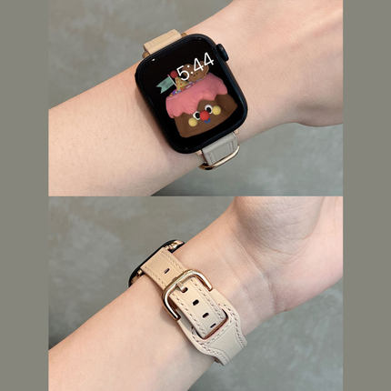 iserisewatch适用applewatchs87表带苹果手表s9se代真皮iwatch6代春夏高级创意女款细个性小蛮腰41mm45mm小众