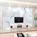8D立体北欧风格电视背景墙壁纸简约白色羽毛沙发客厅卧室墙布壁画