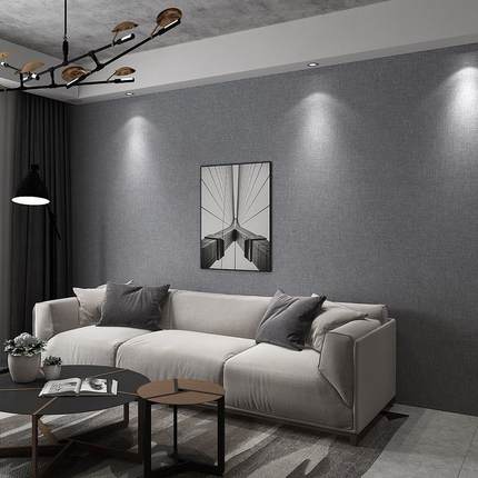 亚麻墙布无缝全屋现代简约纯色客厅卧室新中式素色加厚高档灰壁布