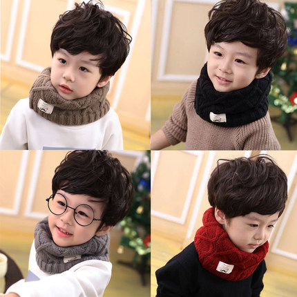 儿童围巾男童女童冬季保暖毛线针织婴儿可爱韩版脖套韩国宝宝围脖