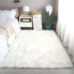 简约白色长毛绒地毯卧室床边厚坐垫拍摄道具仿羊毛橱窗装饰毛绒毯