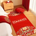 吾家有喜结婚地垫卧室床边毯新中式婚房布置红色地毯新婚婚礼脚垫