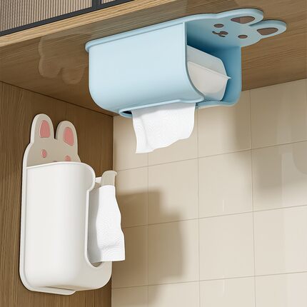 壁挂式纸巾盒架卫生间厕所免打孔厨房抽纸洗脸巾可爱挂墙收纳盒