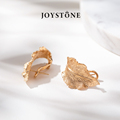 JOYSTONE意大利叶子耳环小众设计 银镀18K金高级耳钉复古优雅简约