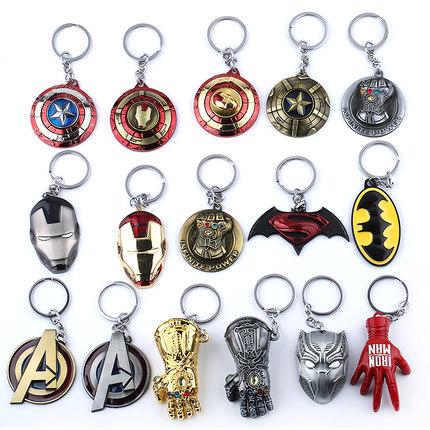 漫威复仇者联盟钥匙扣挂件创意金属钥匙圈挂件钢铁侠面具蜘蛛侠