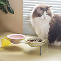 同款猫食盆d酷飞碟碗猫碗架宠物陶瓷增高碗架二合一支架彩带韩国b
