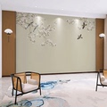 新中式壁纸定制刺绣花鸟电视背景墙壁布卧室墙纸客厅装饰简约墙布