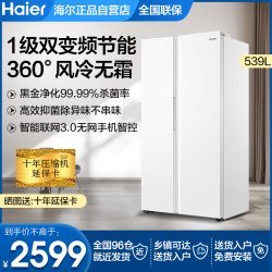 海尔电冰箱双开门双门对开门家用一级无霜大容量539升515L四开门