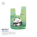 尼睿x大号小熊 2024新款潮流手腕包可爱熊猫插画帆布包便携小拎包