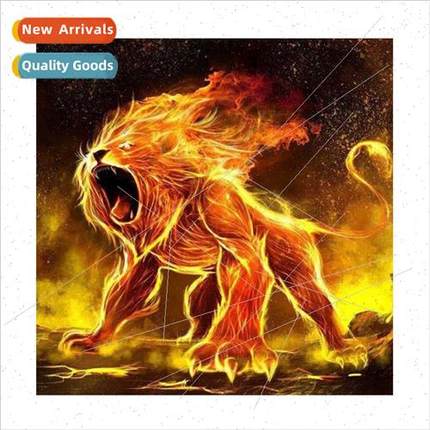 Modern art 5D diamond painting new DIY raging fire lion full