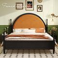 复古法式美式实木床黑色1.5米1.8主卧双人大床现代简约软包床欧式