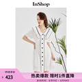 【商场同款】INSHOP新女白色连衣裙娃娃领肌理感衬衫裙