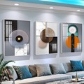 轻奢抽象沙发背景墙装饰画高级感客厅挂画现代简约大气三联晶瓷画