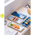 日式陶瓷长方形寿司盘创意网红餐具手绘蒸鱼盘子家用新款摆盘甜品