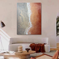 HW.ART原创手绘《日落沙滩》极简后现代抽象客厅挂画卧室玄关壁画
