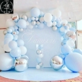 Blue Silver Gold Birthday Balloon Garland Arch Kit Wedding 1