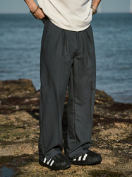 TANOXI P180 双褶拉链西裤 宽松直筒 轻薄垂感日系休闲长裤西装裤
