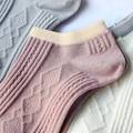 袜子女夏季 日系纯色棉透气条纹 船袜女韩版双针隐形短袜