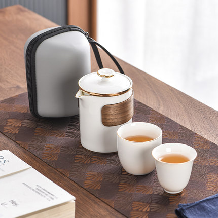便携式旅行茶具套装简易功夫泡茶壶茶杯户外包随身出差旅游快客杯