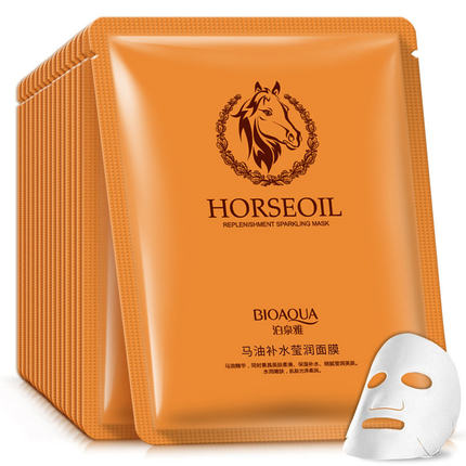 10pcs Horse Oil Sheet  Facial Mask Skin Care10片马油保湿面膜
