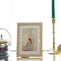 现代轻奢合金珍珠镶嵌相框 创意奢华金色照片框画框摆台北欧摆件